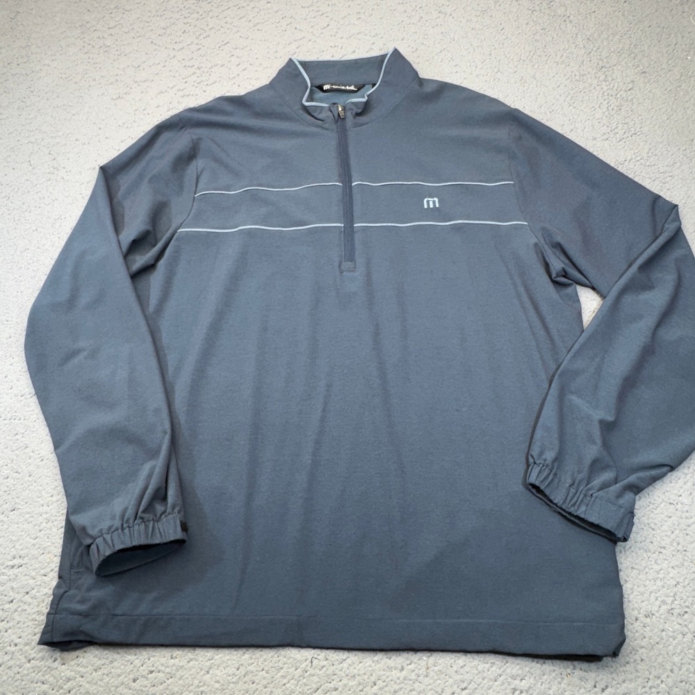 Travis Mathew Sweatshirt Mens‎ XL Blue 1/4 Zip Pullover Windbreaker Golf Pockets
